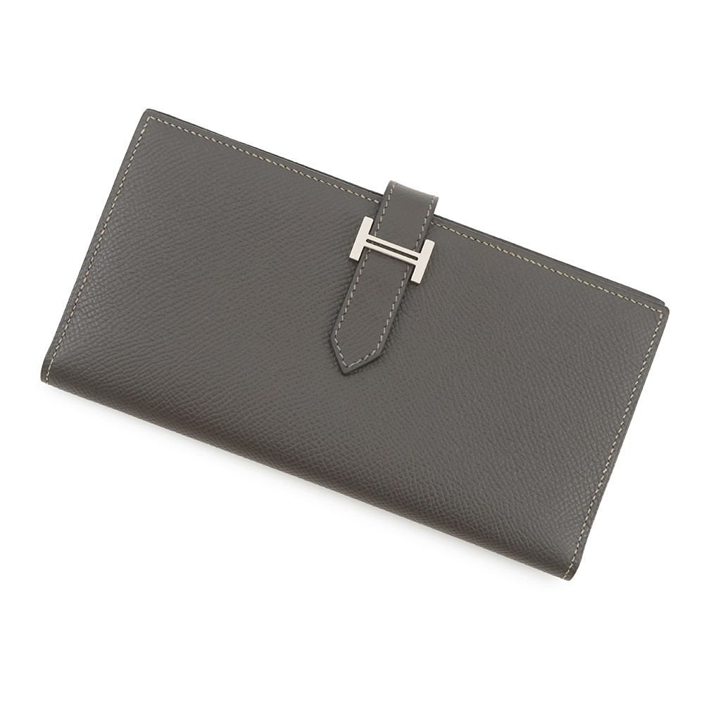 エルメス 長銭入れ ベアンスフレ マチ有り 黒鉛/しろがね色金具 エプソン □K目じるし HERMES 銭入れ 【安全性のある引き請ける】 【中古】 エルメス 銭入れ エルメス 長銭入れ HERMES WALLET