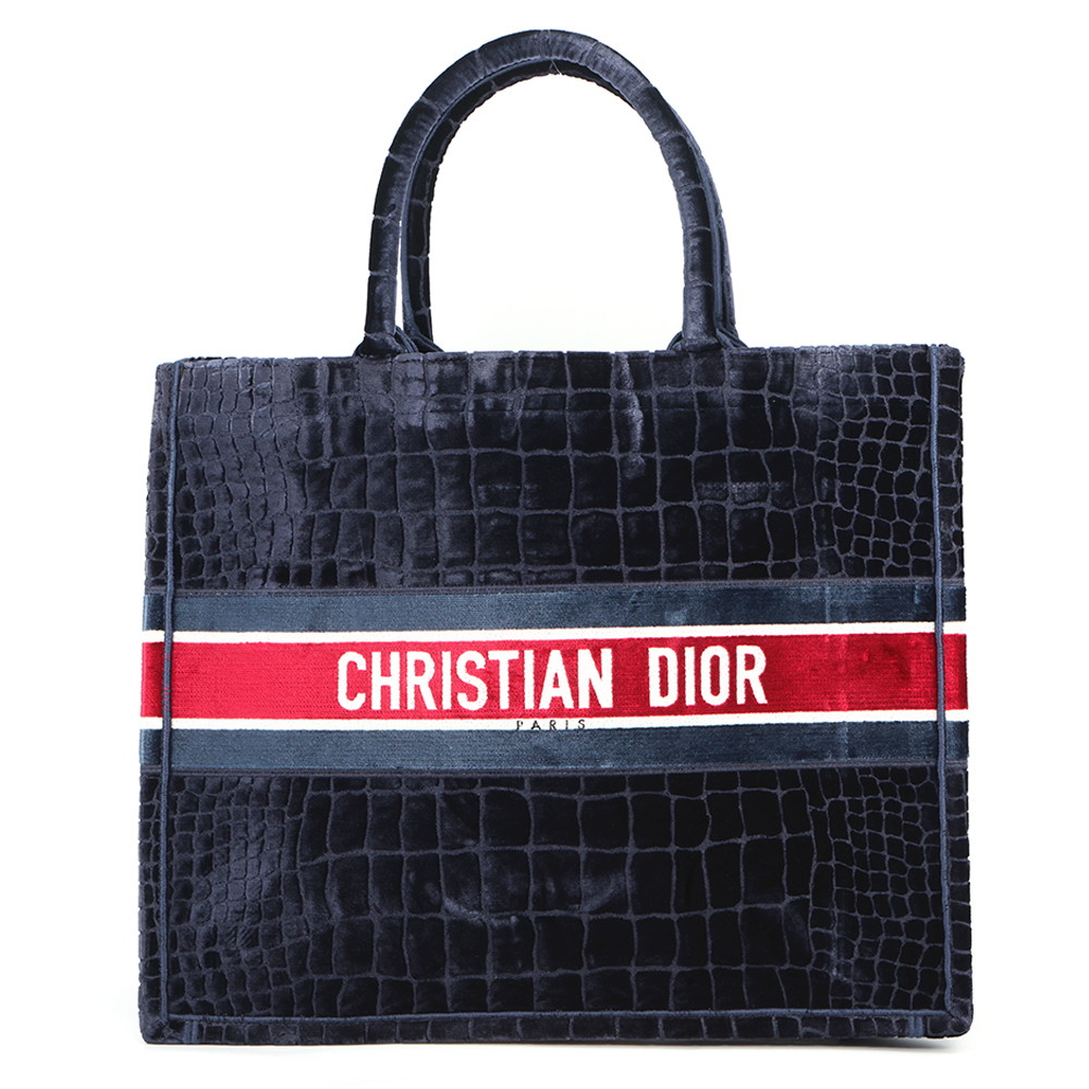 クリスチャン・ディオール トートバッグ ブックトート フェイククロコ スエードクロス ラージ Christian Dior 御徒面子 【楽になること引き請ける】 【中古】 クリスチャン・ディオール 御徒面子 クリスチャンディオール Christian Dior BAG