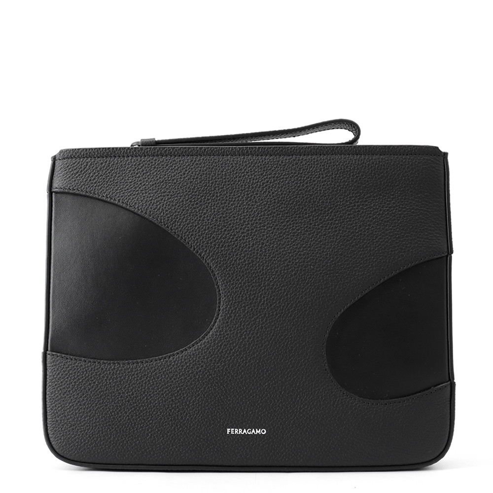 サルヴァトーレ・フェラガモ クラッチペダル御徒面子 なめし革 241285 Ferragamo 黒 【中古】  サルヴァトーレ・フェラガモ 御徒面子 Ferragamo BAG