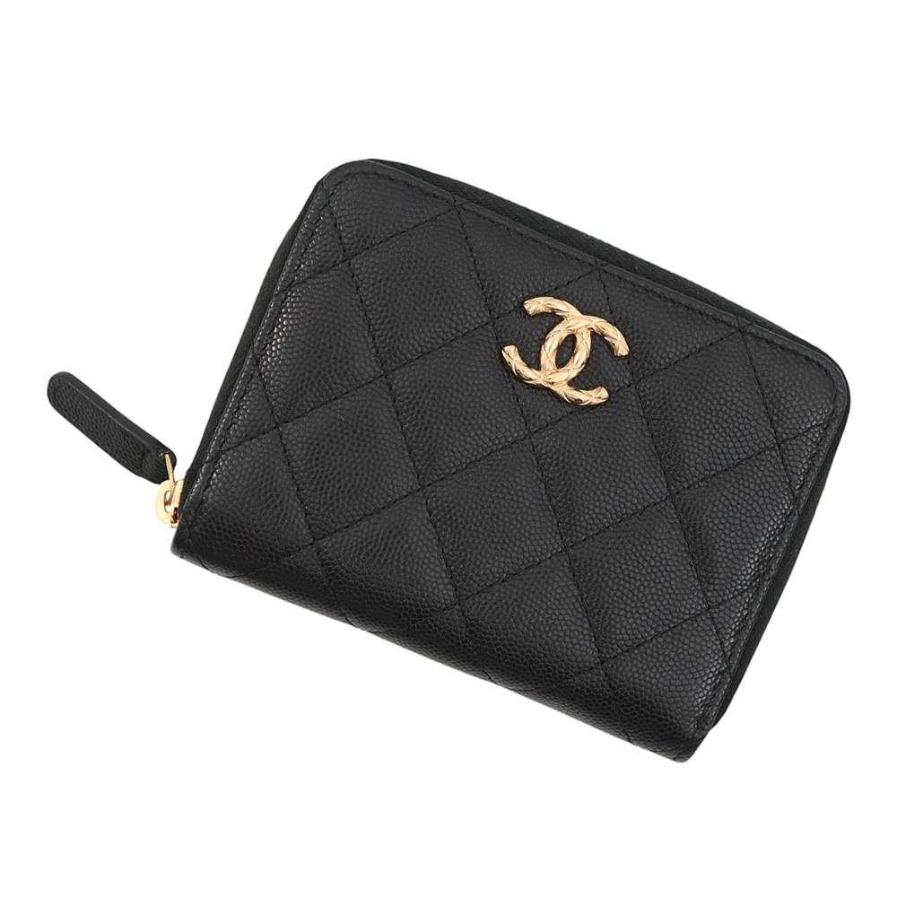 シャネル 二つ折り金入れ マトラッセ ラウンドジップウォレット ココマーク キャビアひと肌 AP5016 CHANEL 金入れ 黒 【楽になること引きうける】 【中古】 シャネル 金入れ シャネル CHANEL WALLET