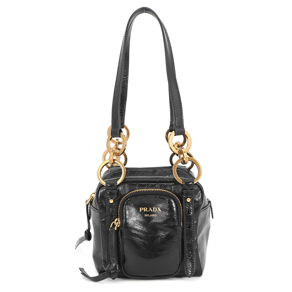 プラダ ハンドバック ダンクル いの一番手持ち部分 ミニ 1BB137 PRADA 御徒面子 ショルダーバッグ 黒 【安全性のある引き請ける】 【中古】 プラダ 御徒面子 PRADA BAG