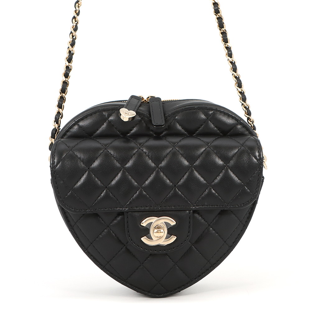 シャネル チェーン店ショルダーバッグ マトラッセ ココマーク ハート型シェイプ 子ヒツジひと肌 AS3191 CHANEL 黒 【楽になること引きうける】 【中古】  シャネル 御徒面子 レディース CHANEL BAG