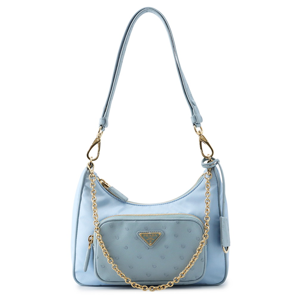 プラダ ショルダーバッグ ３角形ロゴタイプ Re-Nylon ナイロン/駝鳥 1BD313 PRADA 3wayハンドバック 【楽になること引き受ける】 【中古】 プラダ 御徒面子 PRADA BAG