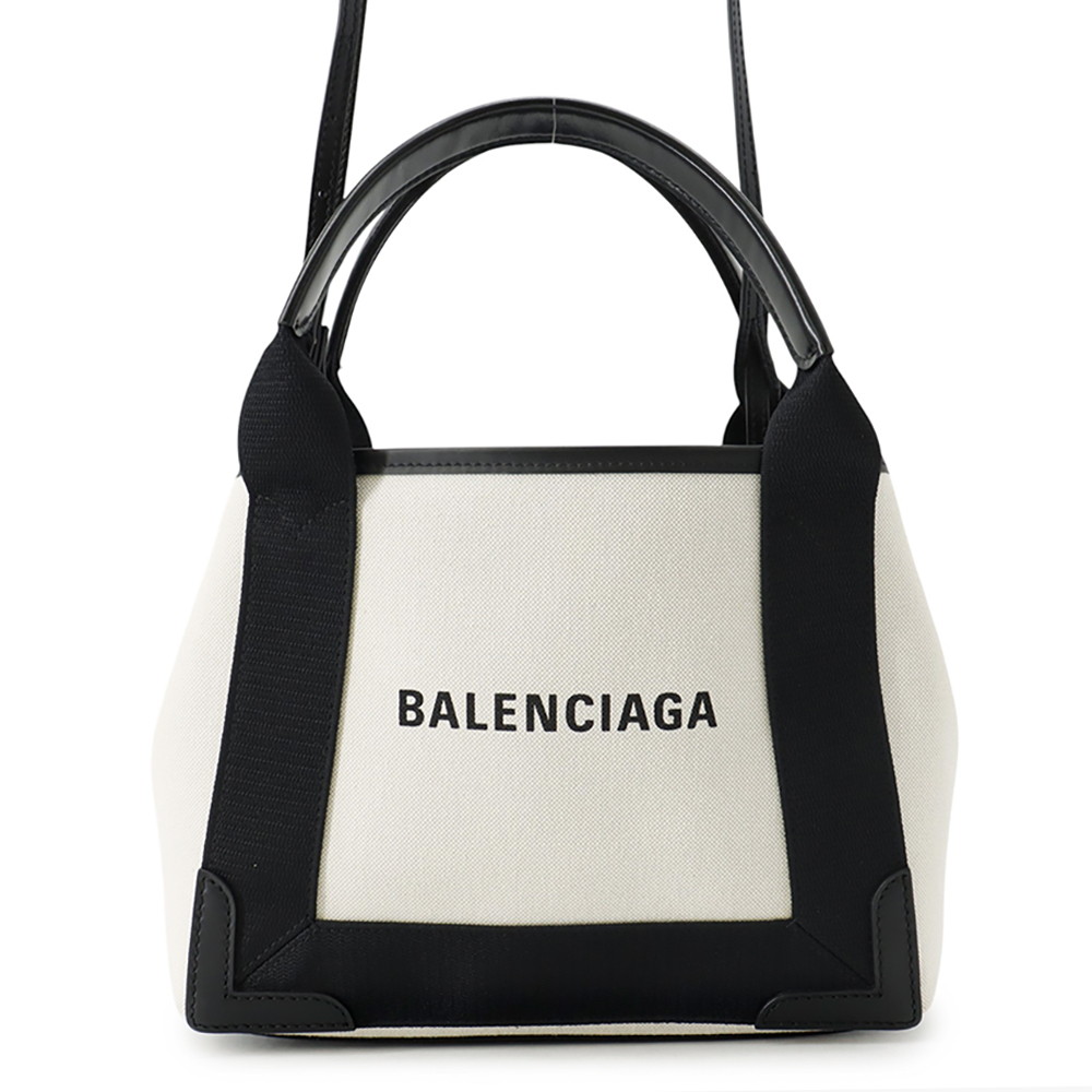 バレンシアガ ハンドバッグ ネイビーカバス XS 390346 BALENCIAGA バッグ ポーチ付き 黒 白 【安心保証】 【中古】 バレンシアガ バッグ BALENCIAGA BAG｜ギャラリーレア店