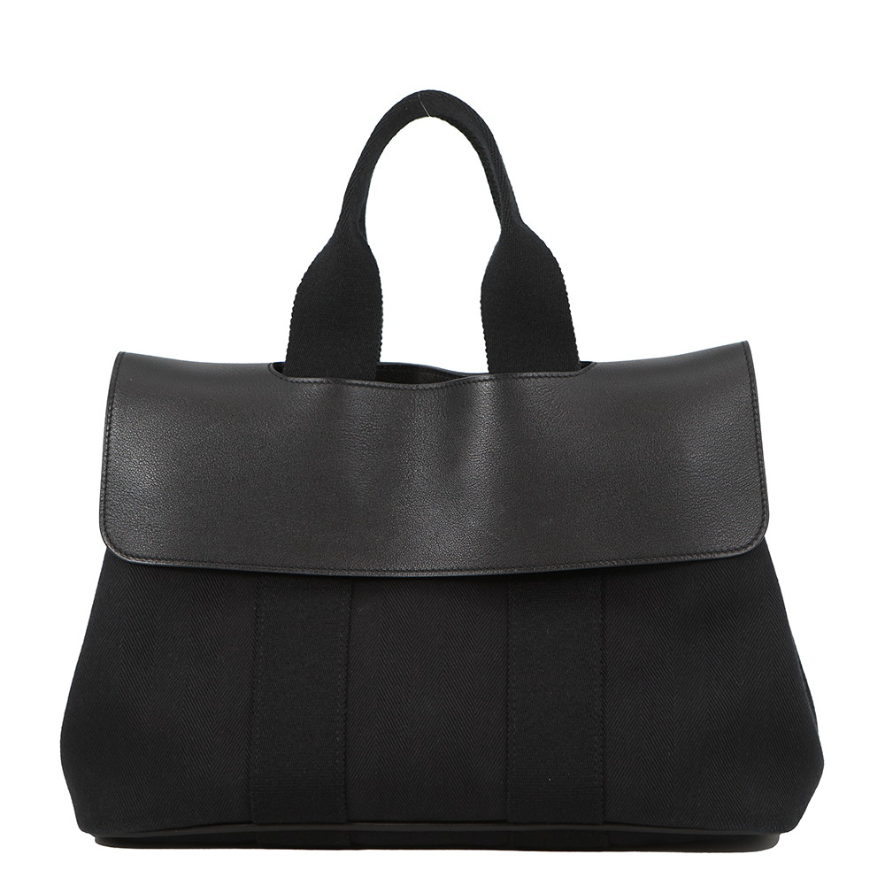エルメス ハンドバック ヴァルパライソ 黒いこと/しろがね色金具 トワルシェブロン/なめし革 □N目じるし 黒 【楽になること引き受ける】 【中古】 エルメス 御徒面子 HERMES BAG