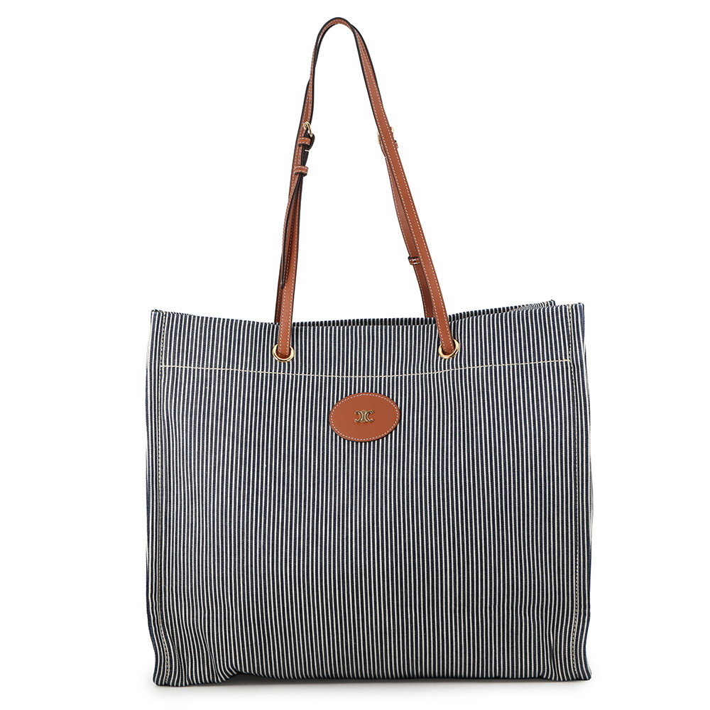 セリーヌ トートバッグ 真四角 河馬 縞模様 帆布 192802 CELINE 【楽になること引きうける】 【中古】  セリーヌ 御徒面子 CELINE BAG