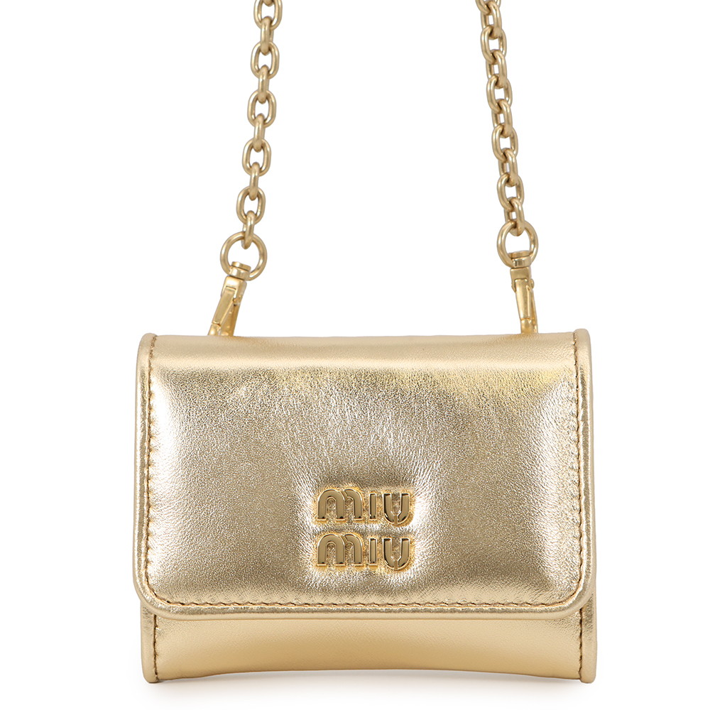 ミュウミュウ チェーンカードケース ミニ ロゴタイプ なめし革 5MR030 Miu Miu 金入れ 【楽になること引きうける】 【中古】 ミュウミュウ 金入れ ミュウミュウ レディース Miu Miu WALLET