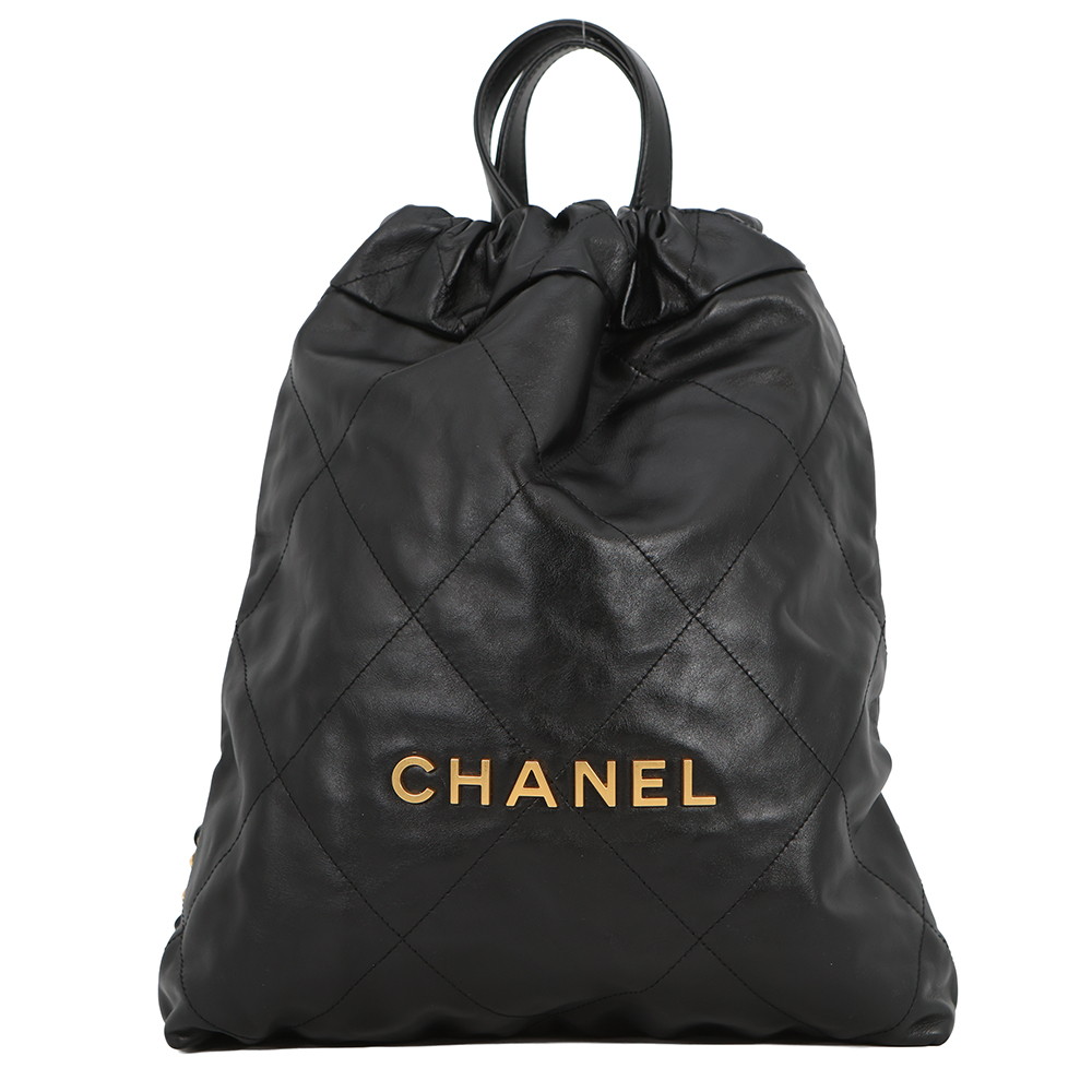 シャネル リュック シャネル22 スモール シャイニーカーフスキン AS3859 CHANEL バックパック 黒 【安心保証】 【中古】 シャネル バックパック シャネル レディース CHANEL BAG|ギャラリーレア店