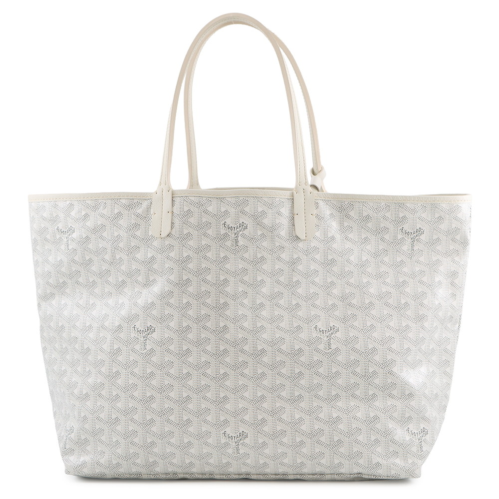 ゴヤール トートバッグ サンルイPM PVC なめし革 STLOUIPMLTY50CL50P GOYARD 合財袋付き添い人 白 杉綾模様 【安全性のある引き請ける】 【中古】  ゴヤール 御徒面子 GOYARD BAG