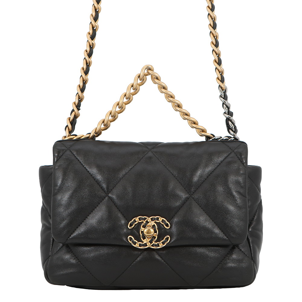 シャネル チェーン店ショルダーバッグ CHANEL19 ココマーク シャイニーラムスキン AS1160 CHANEL 黒 【安全性のある引き請ける】 【中古】 シャネル 御徒面子 レディース CHANEL BAG
