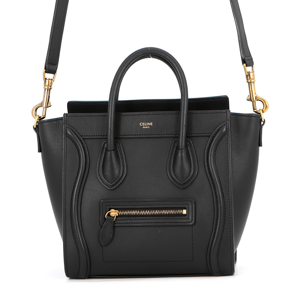 セリーヌ ハンドバック ラゲージ ナノショッパー 189243 CELINE 御徒面子 2wayショルダーバッグ 黒 【安全性のある引き請ける】 【中古】 セリーヌ 御徒面子 セリーヌ レディース CELINE BAG