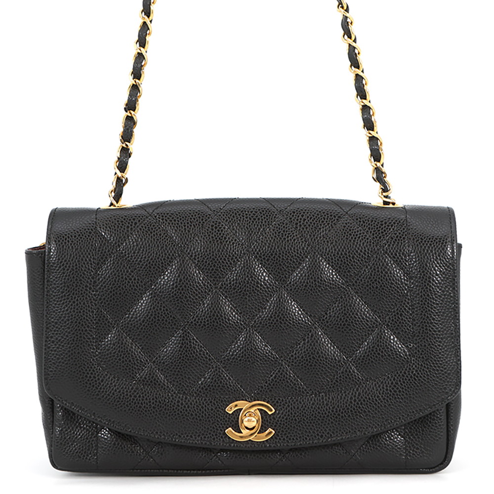 シャネル チェーンショルダーバッグ マトラッセ25 ココマーク ダイアナ キャビアスキン A01165 CHANEL 黒 【安心保証】 【中古】 シャネル バッグ レディース CHANEL BAG|ギャラリーレア店