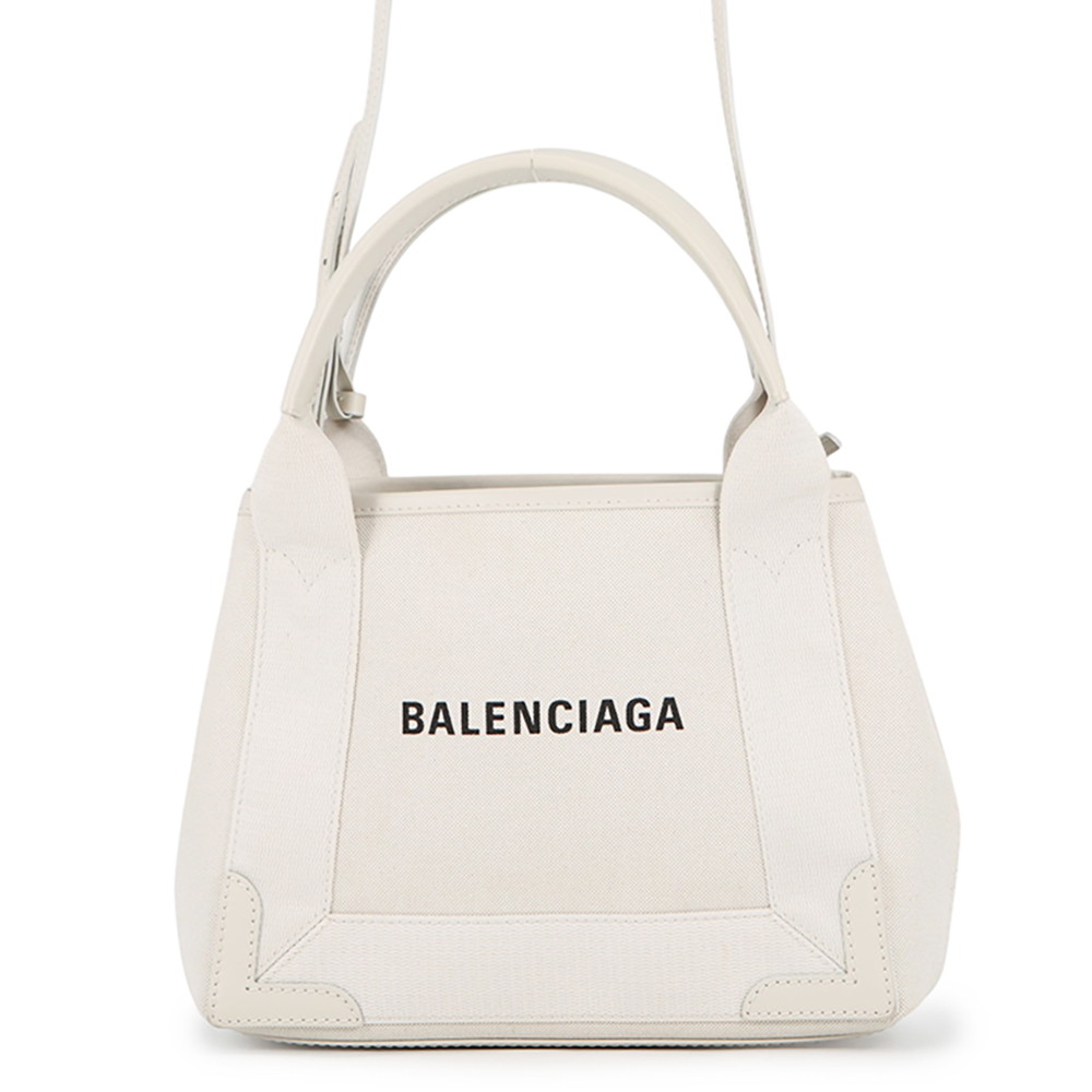 バレンシアガ ハンドバッグ ネイビーカバ XS キャンバス レザー 390346 BALENCIAGA ポーチ付 2way 白 【安心保証】 【中古】 バレンシアガ バッグ BALENCIAGA BAG｜ギャラリーレア店