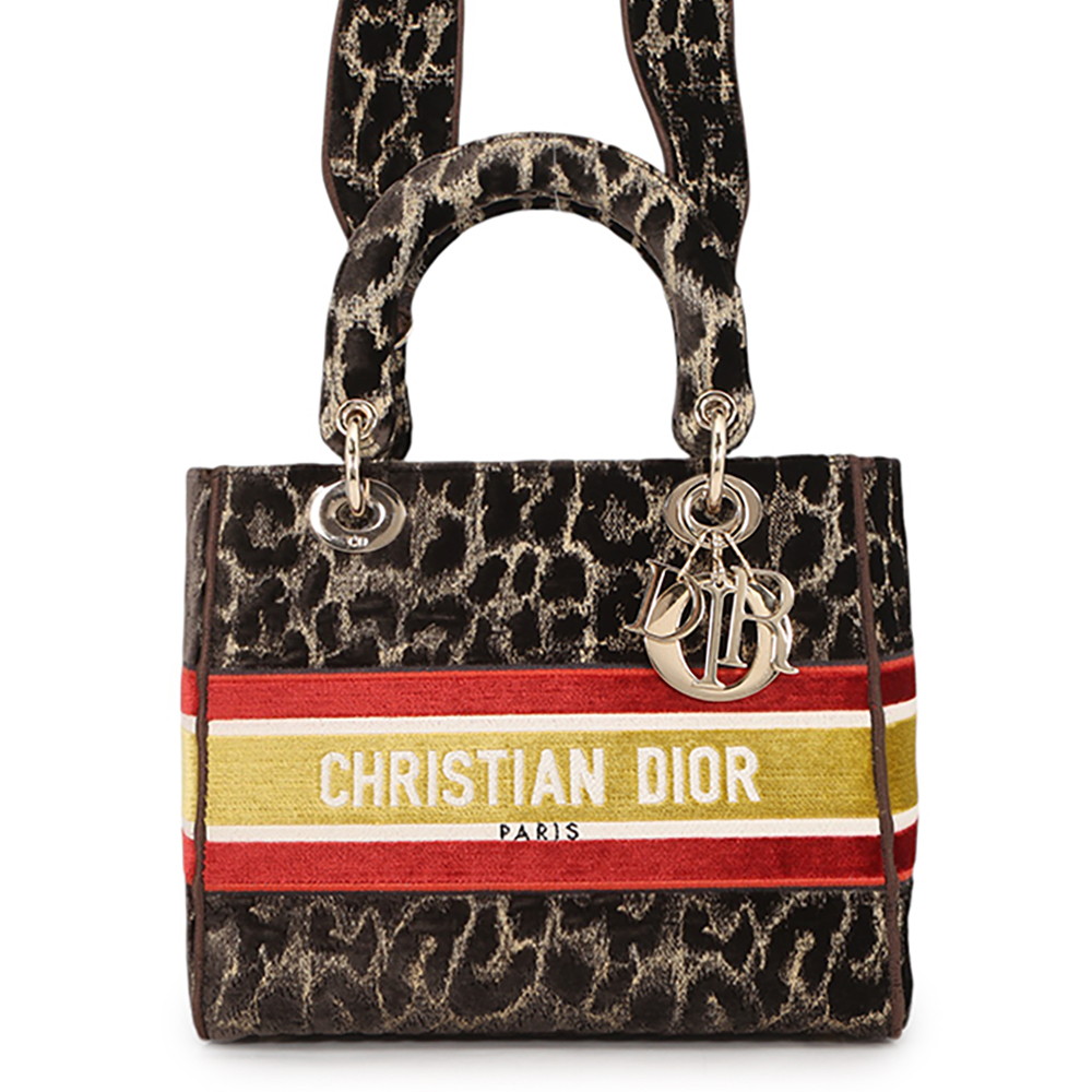 クリスチャン・ディオール ハンドバッグ レディディーライト ミディアム ベルベット M0565OTGT Christian Dior 2way レオパード 【安心保証】 【中古】 クリスチャン・ディオール バッグ レディース Christian Dior BAG｜ギャラリーレア店