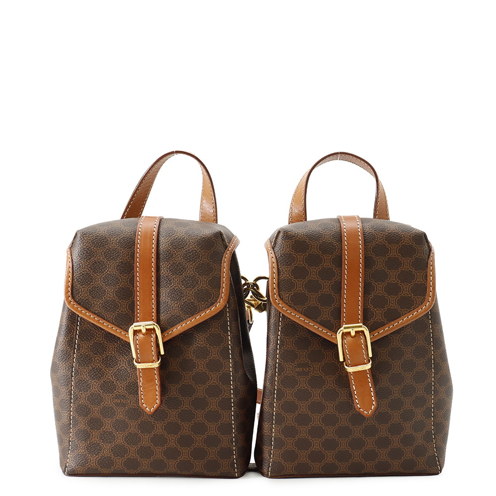 セリーヌ リュック マカダム ツイン ミニリュック PVC/レザー CELINE バッグパック 【安心保証】 【中古】 セリーヌ バッグ CELINE BAG|ギャラリーレア店