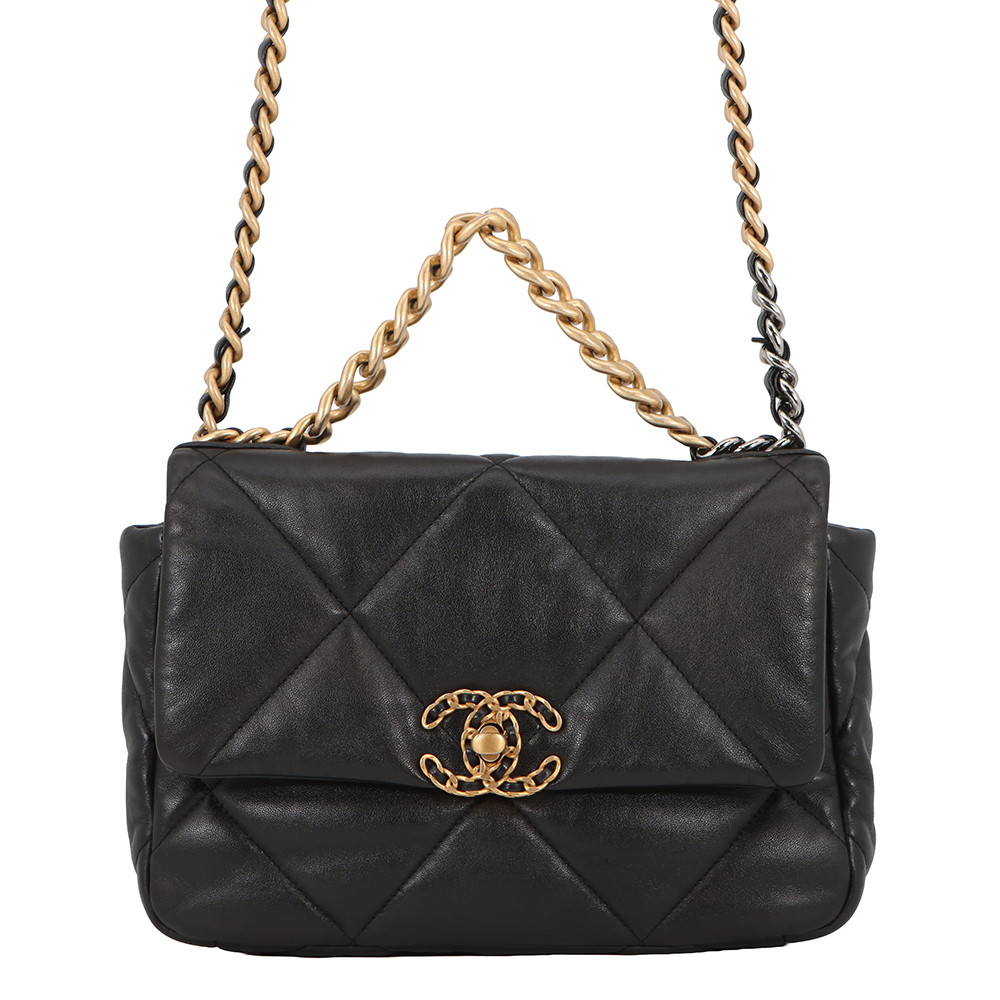 シャネル チェーンショルダーバッグ CHANEL19 フラップバッグ ココマーク シャイニーラムスキン AS1160 CHANEL 黒 【安心保証】 【中古】 シャネル 19 バッグ シャネル レディース CHANEL BAG|ギャラリーレア店