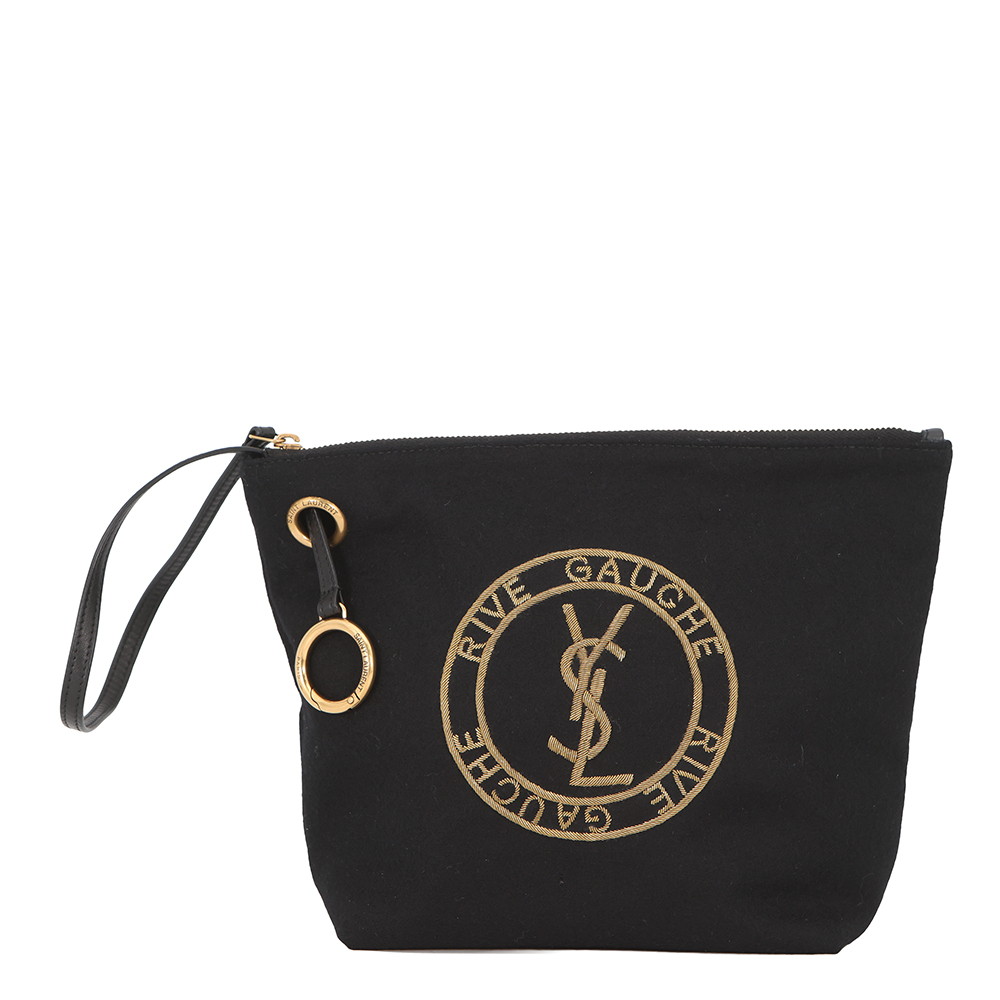 サンローランパリ ポーチ リヴゴーシュ エンブロイダリーポーチ ウール 710435 SAINT LAURENT PARIS 黒 【安心保証】 【中古】 サンローランパリ バッグ SAINT LAURENT PARIS BAG|ギャラリーレア店