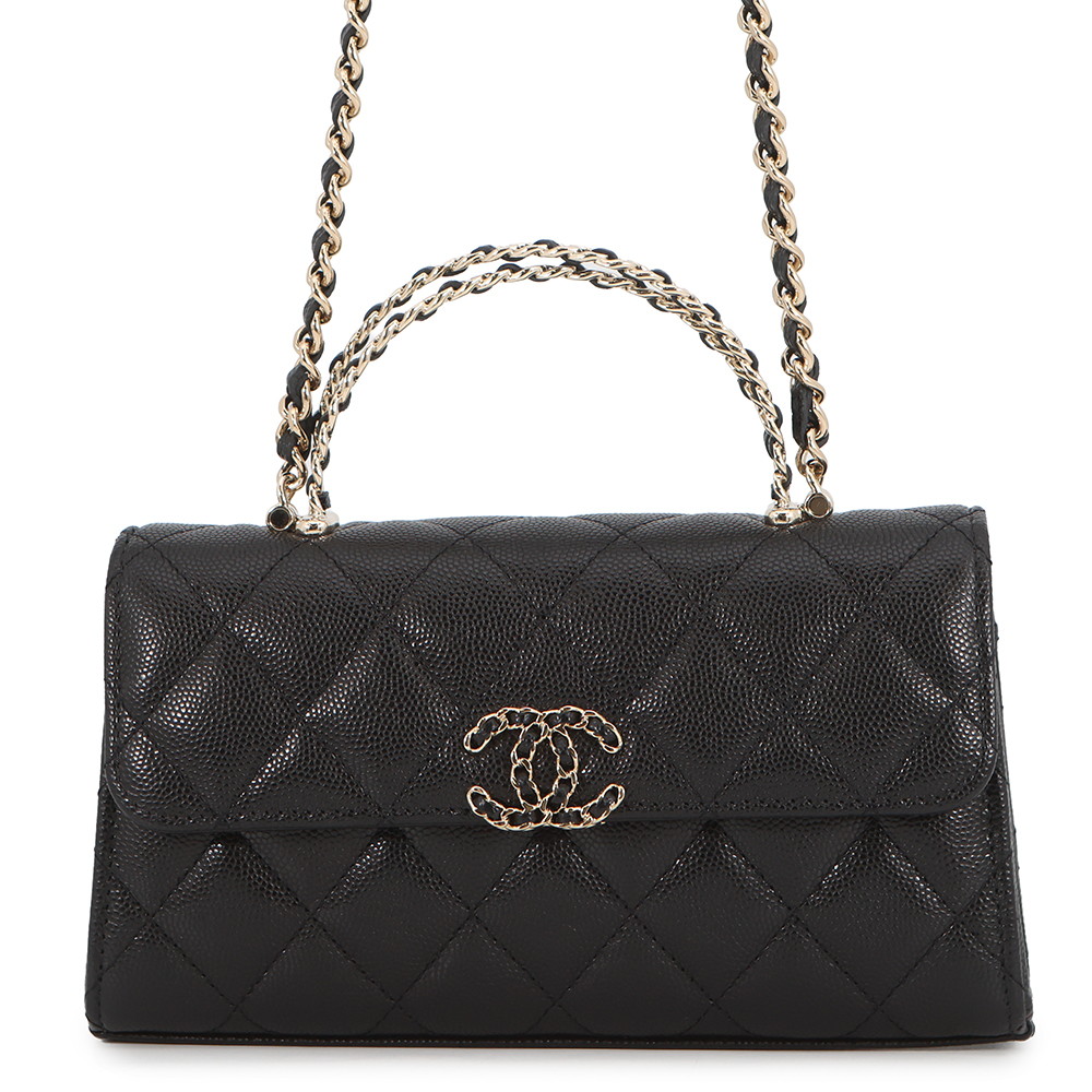 シャネル チェーンショルダーバッグ トップハンドル フォンケース マトラッセ ココマーク キャビアスキン AP3238 CHANEL 黒 【安心保証】 【中古】 シャネル バッグ シャネル フォンケース CHANEL BAG|ギャラリーレア店