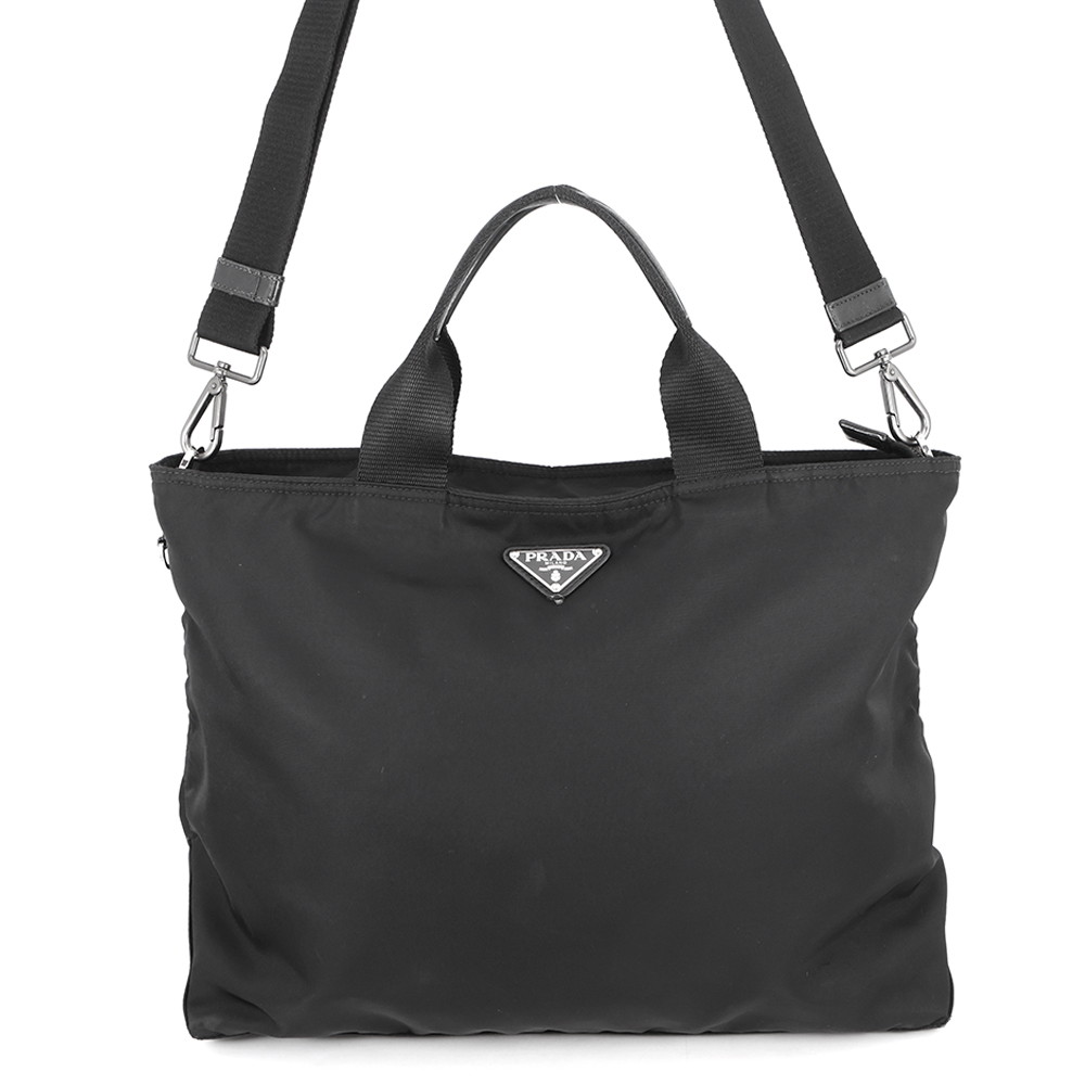 プラダ トートバッグ ナイロン トライアングルロゴ 1BG387 PRADA バッグ 2wayショルダーバッグ 黒 【安心保証】 【中古】 プラダ バッグ PRADA BAG｜ギャラリーレア店