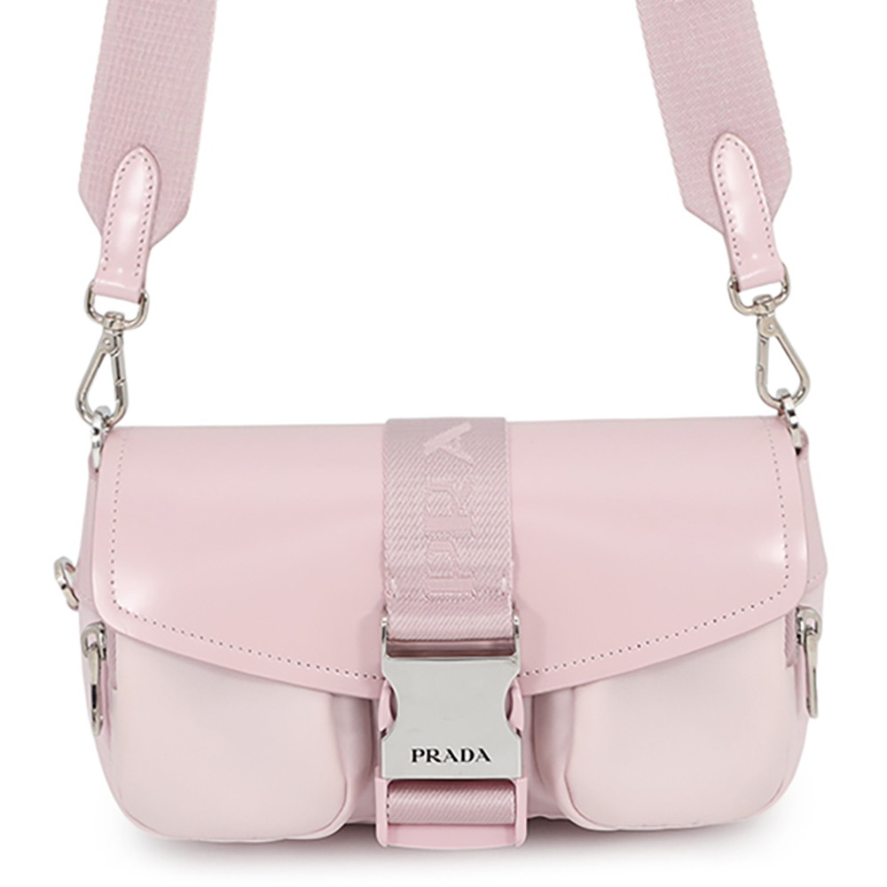 プラダ ショルダーバッグ Re-Nylon ナイロン ブラッシュドレザー 1BD295 PRADA 【安心保証】 【中古】 プラダ バッグ PRADA BAG｜ギャラリーレア店