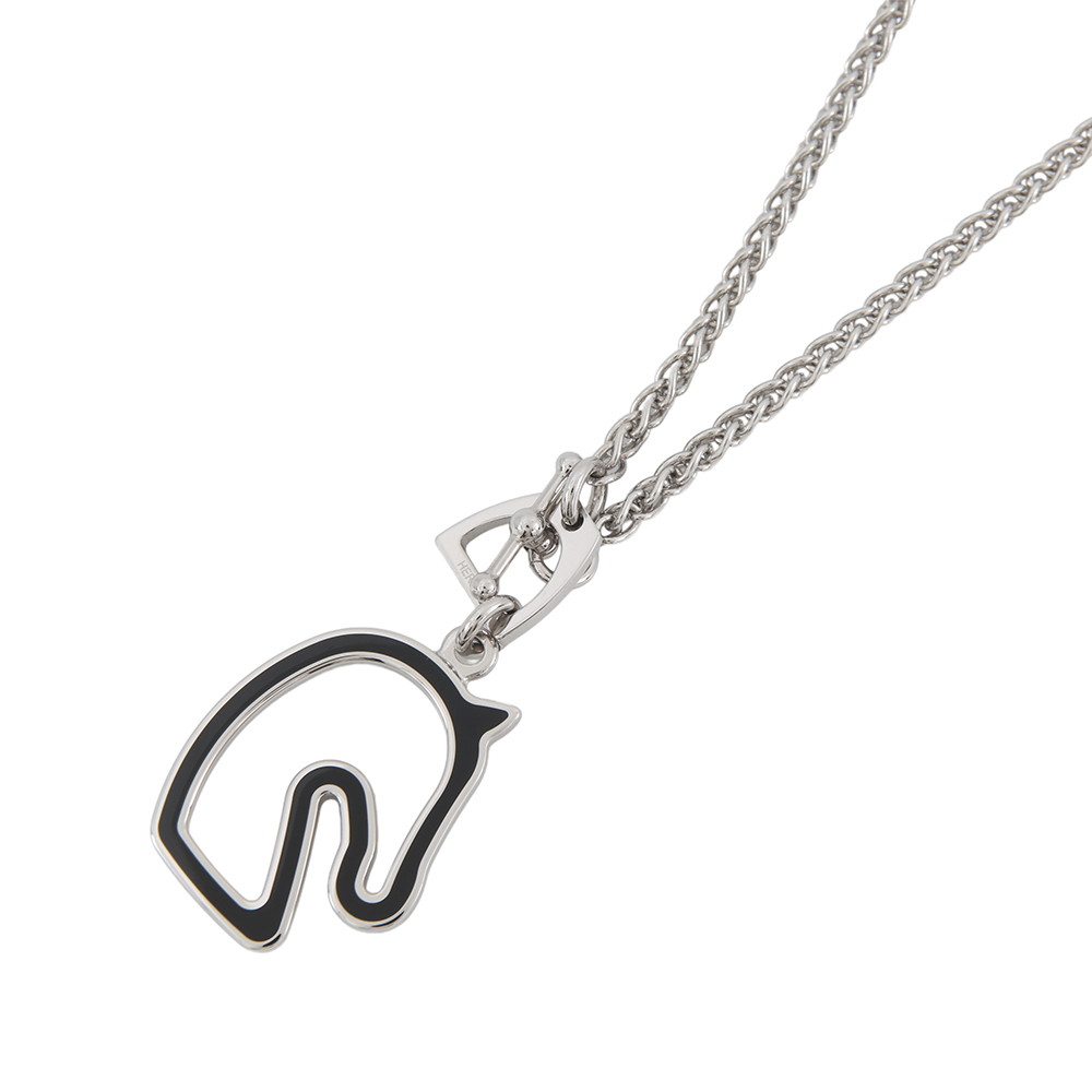 エルメス ネックレス トネール スモール ブラック/シルバー金具 HERMES アクセサリー 黒 【中古】 エルメス アクセサリー エルメス HERMES NECKLACE｜ギャラリーレア店