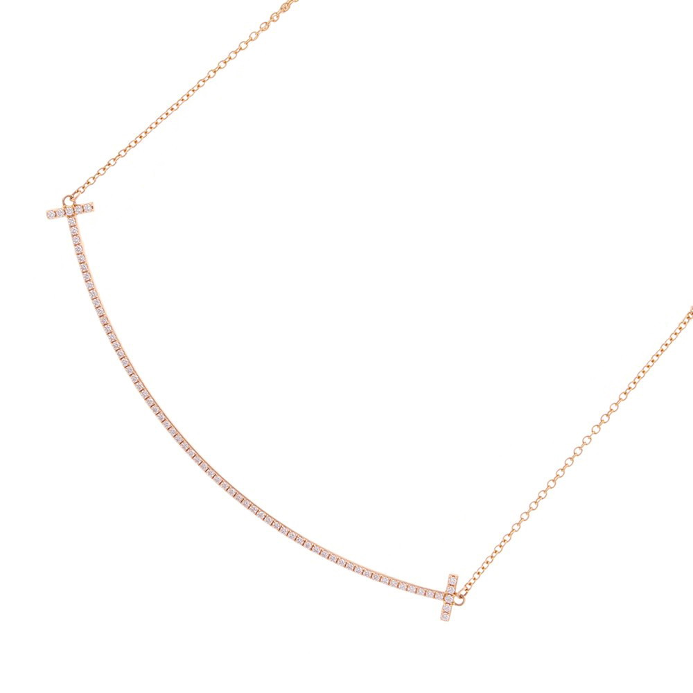 ティファニー ネックレス Tスマイル ペンダント ラージ ダイヤモンド 計約0.19ct K18PGピンクゴールド 60011654 Tiffany&Co. 【安心保証】 【中古】 ティファニー T スマイル ダイヤモンド Tiffany&Co. 中古|ギャラリーレア店