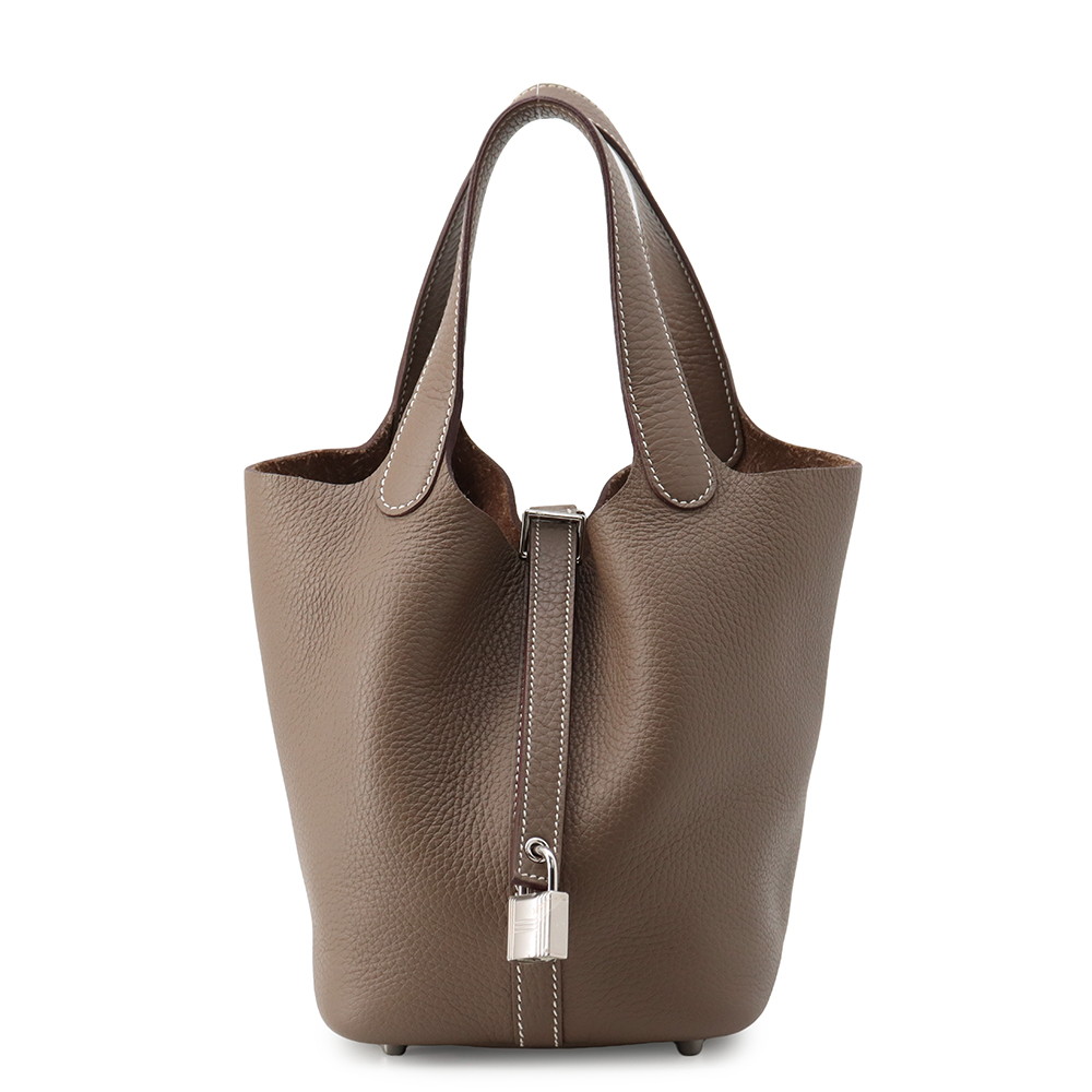 エルメス ハンドバッグ ピコタンロックPM エトゥープ/シルバー金具 トリヨンクレマンス W刻印 HERMES トートバッグ 【安心保証】 【中古】 エルメス ピコタンロック ピコタン エルメス バッグ エルメス レディース HERMES Picotin Lock HERMES BAG｜ギャラリーレア店