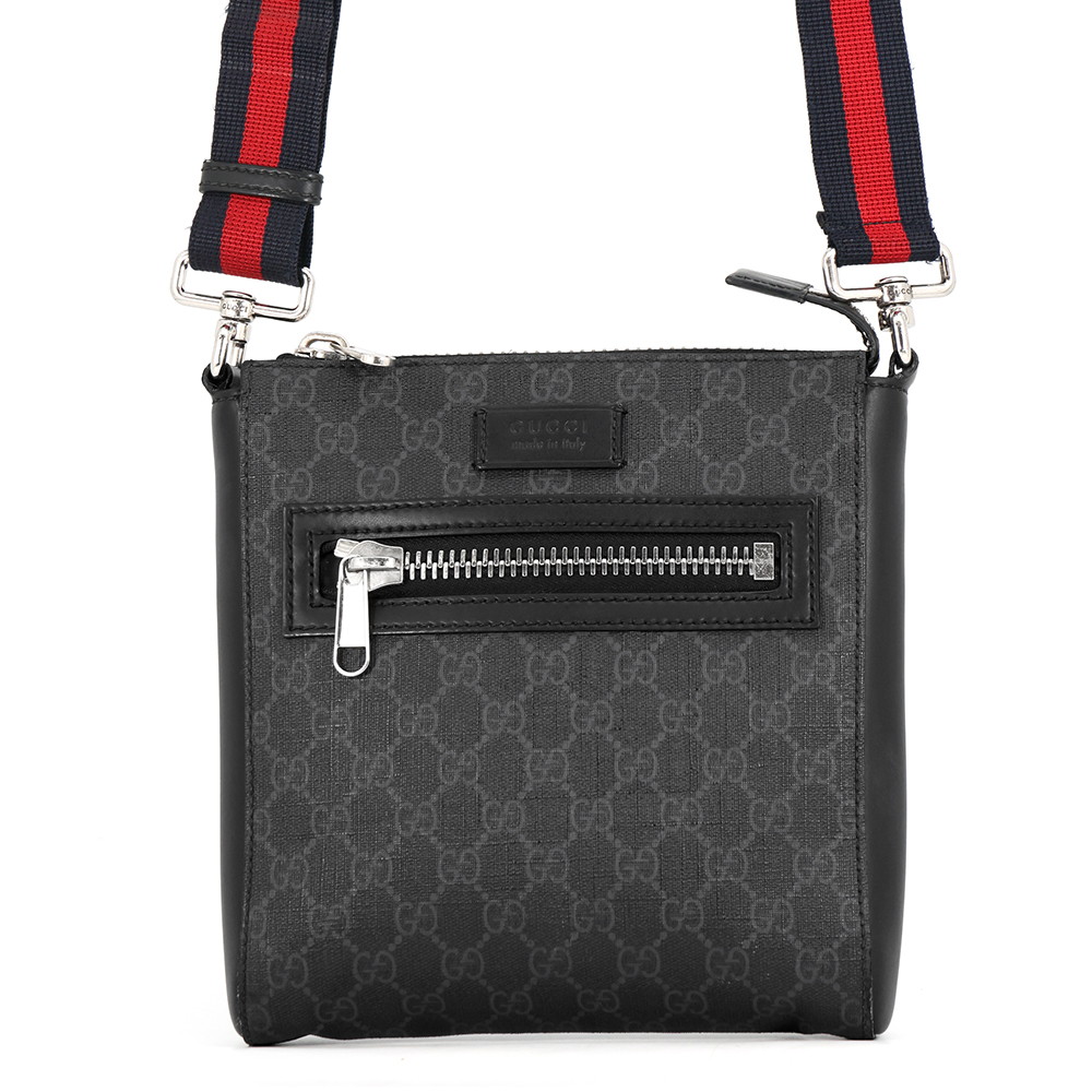 グッチ ショルダーバッグ GGスプリーム スモール メッセンジャーバッグ 523599 GUCCI 黒 【安心保証】 【中古】 グッチ GGスプリーム バッグ GUCCI BAG｜ギャラリーレア店