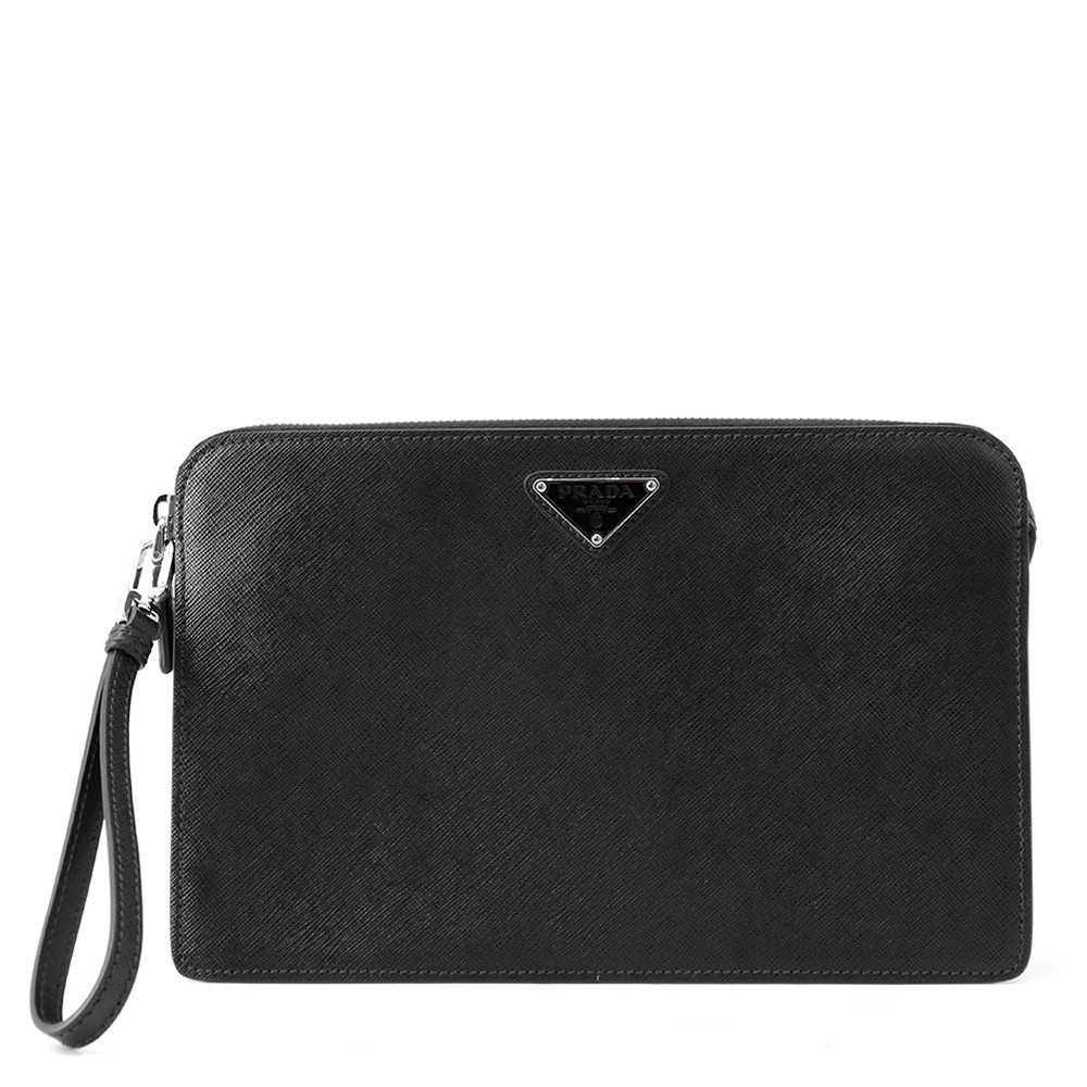 プラダ クラッチバッグ サフィアーノ クラッチ レザー 2VF056 PRADA 黒 セカンドバッグ 【中古】 プラダ バッグ PRADA BAG｜ギャラリーレア店
