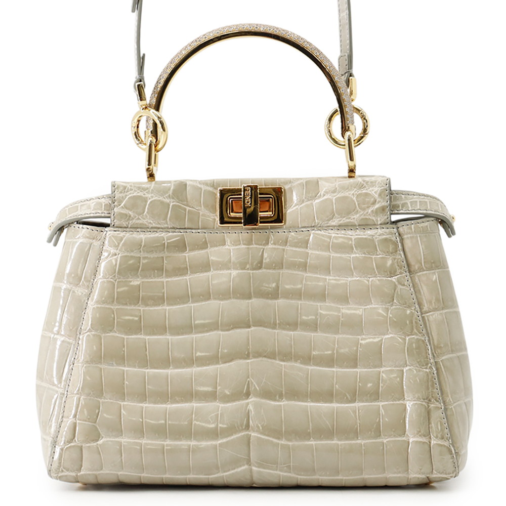 フェンディ ハンドバッグ ミニ ピーカブー ラインストーン クロコダイル 8BN244 FENDI バッグ 2wayショルダーバッグ 【安心保証】 【中古】 フェンディ バッグ レディース FENDI BAG｜ギャラリーレア店