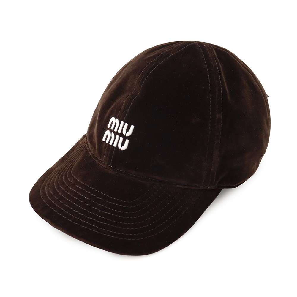 ミュウミュウ キャップ ロゴ ベースボールキャップ ベルベット コットン 5HC369 サイズL Miu Miu CAP 【安心保証】 【中古】 ミュウミュウ キャップ レディース Miu Miu CAP｜ギャラリーレア店
