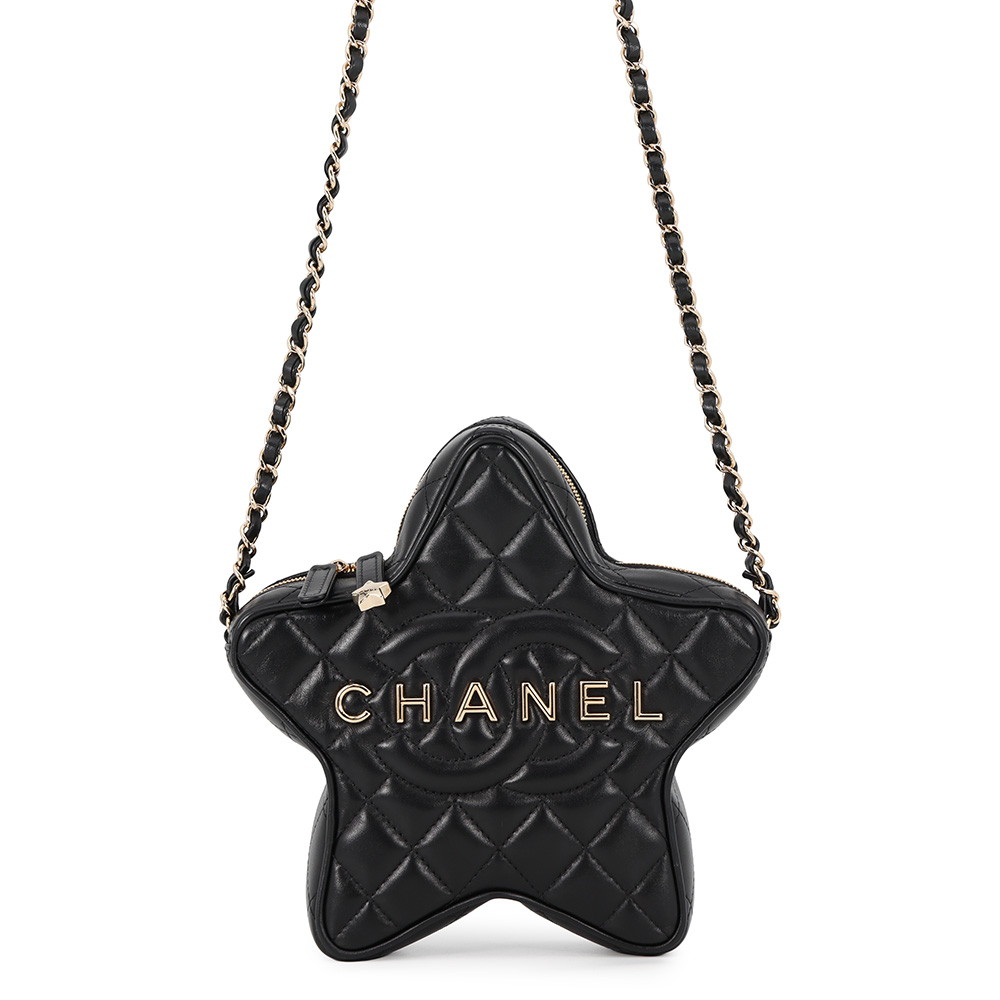 シャネル チェーンショルダーバッグ マトラッセ ココマーク スター 星 ラムスキン AS4579 CHANEL 黒 【安心保証】 【中古】 シャネル バッグ レディース CHANEL BAG｜ギャラリーレア店