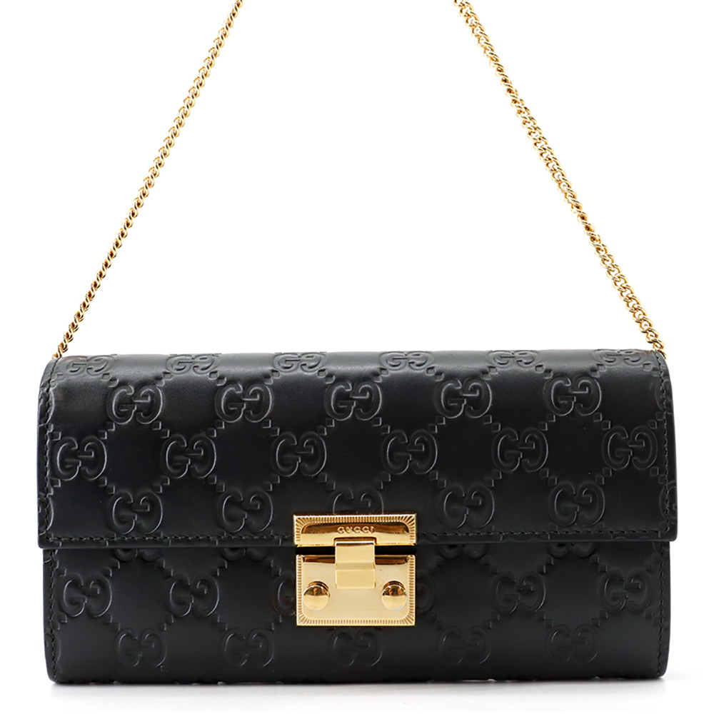 グッチ チェーンウォレット グッチシマ レザー 453506 GUCCI 黒 長財布 【安心保証】 【中古】 グッチ グッチシマ チェーンウォレット 財布 GUCCI WALLET｜ギャラリーレア店 43,320円