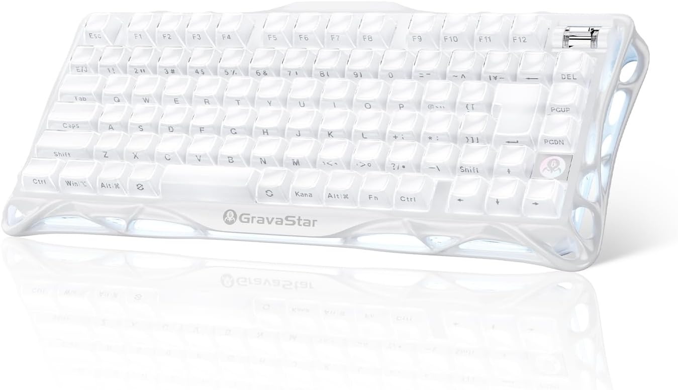 【日本語配列】GravaStar Mercury K1 オパールホワイト JIS ワイヤレス メカニカルキーボード 75% Bluetooth 2.4GHz USB-C RGB ホットスワップ ゲーミングキーボード トライモード接続 GS K1_WHT_JP|GravaStar