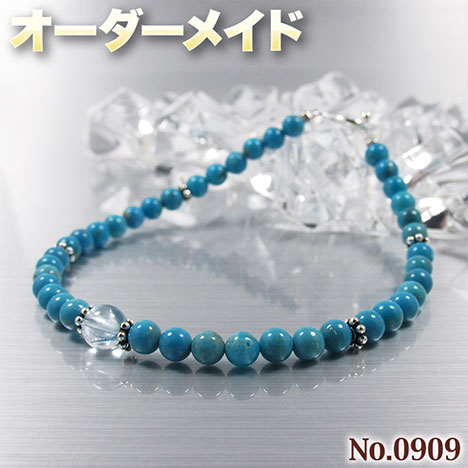 【匿名様リクエスト商品】☆完全オーダーメイド☆パワーストーン・天然石・こんなの欲しい!◆No.0909◆・ターコイズ＆ブルートパーズのSV925ブレスレット♪