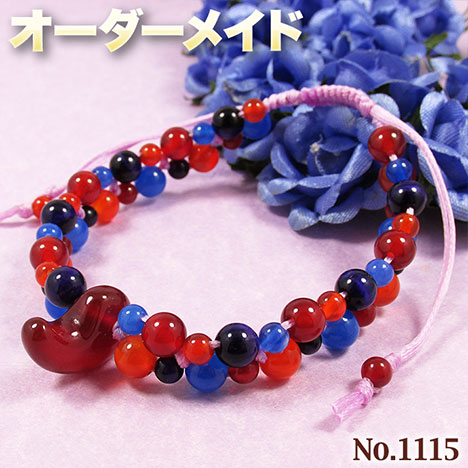 【uchibori様リクエスト商品】☆完全オーダーメイド☆パワーストーン・天然石・こんなの欲しい!◆No.1115◆・4種類の天然石をMixしたマクラメ編み勾玉ブレスレット♪