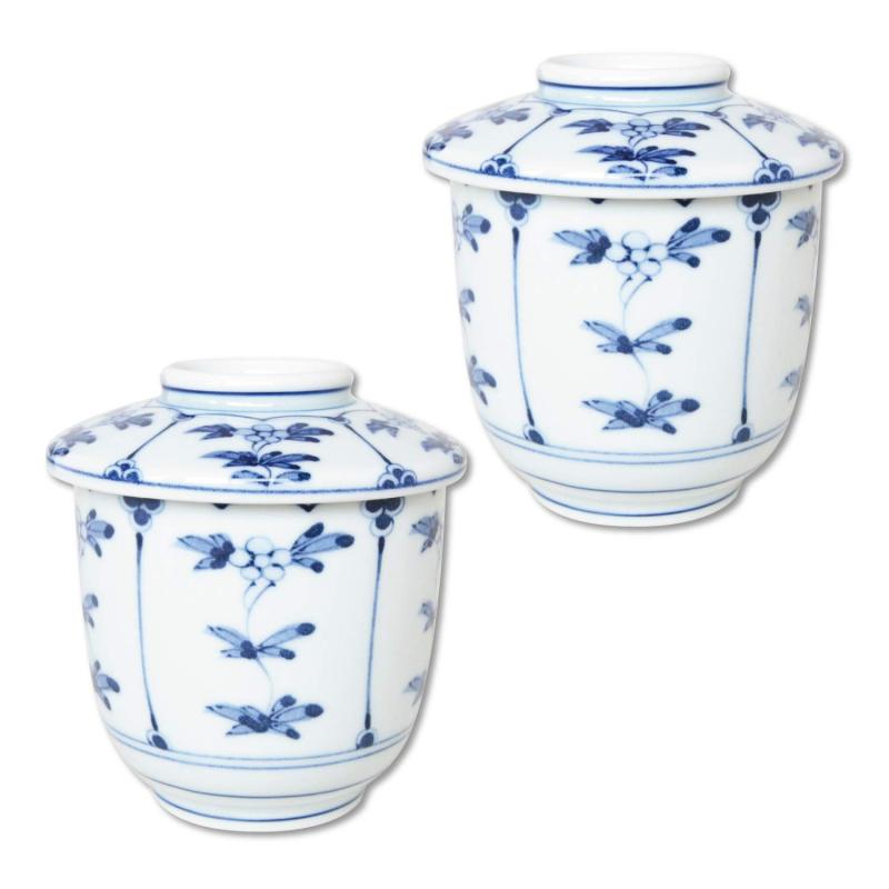 ちゃわんむし器 茶碗蒸し 器 ２個セット 食器 セット 有田焼 割草花 外蓋むし碗