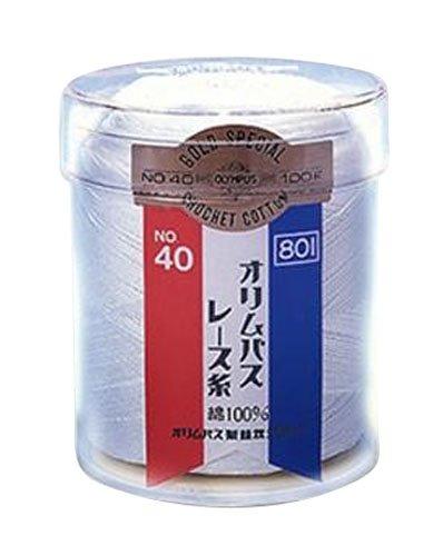 オリムパス製絲(Olympus Thread) 801 レース糸 金票40番 (白) 100g玉巻 6玉入|パグハグ