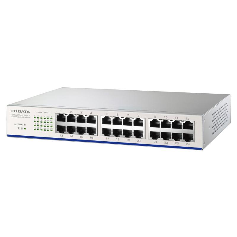 I-O DATA スイッチングハブ(24ポート) EEE省電力機能搭載 日本製電解コンデンサ採用 100BASE-TX/10BASE-T対応 ホワイト ETX-ESH24NBW