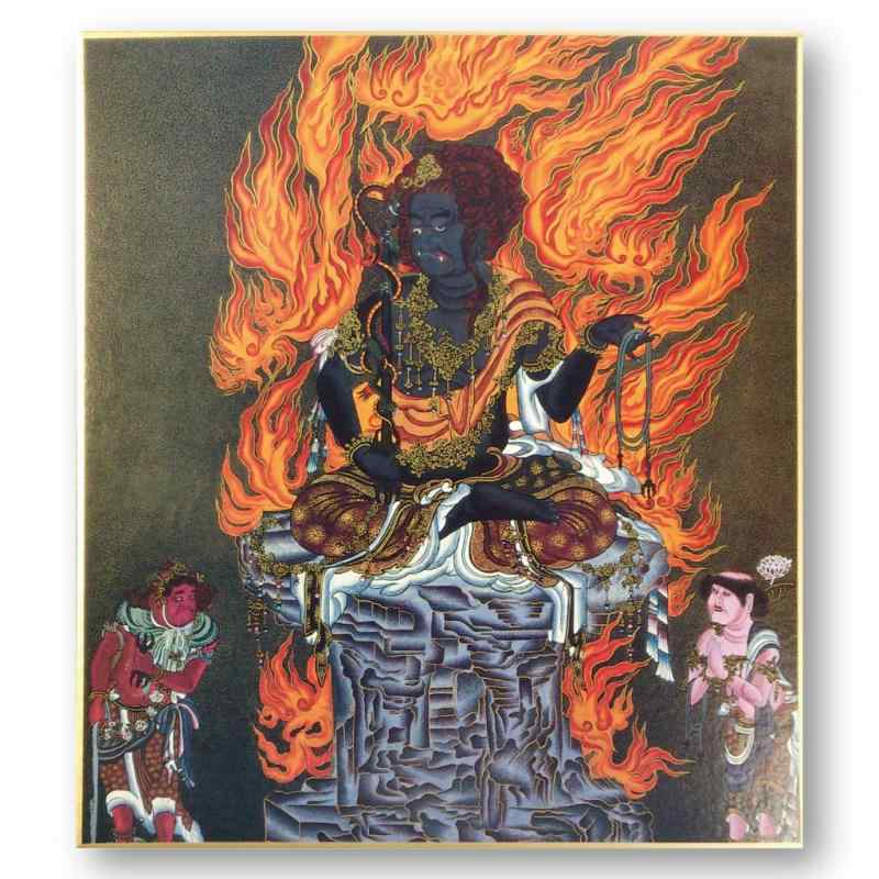 仏画 不動明王 額装 肉筆 彩色 古画 仏教美術 E 仏画 不動明王 額装 肉筆 彩色 古画 仏教美術 E - メルカリ