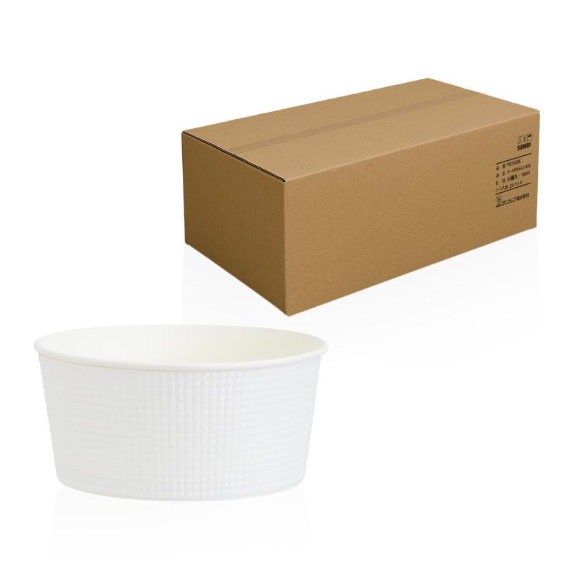 【容れもの売りわたす】 御勤め用 サンナップ フードボウルエンボス 700ml/480個/白 持ち帰り 入れもの エン主任者 テイクアウト 紙 丼 FB7020E