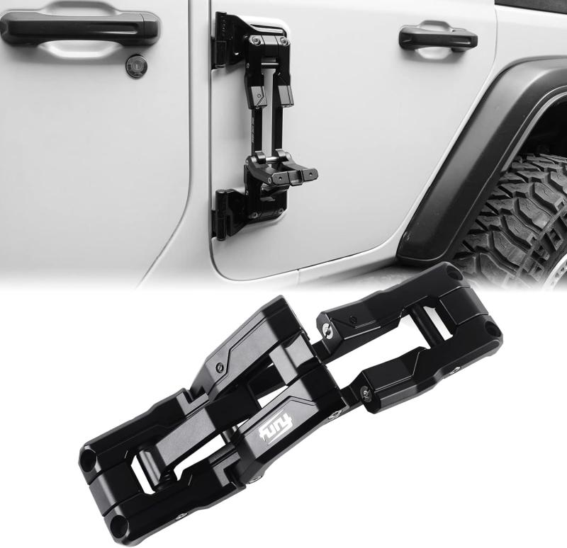 コルク栓抜き付きドアヒンジステップアルミニウム合金折りたたみ式フットペグJeep Wrangler JK JKU JL JLU 2007-2021 と互換性があります