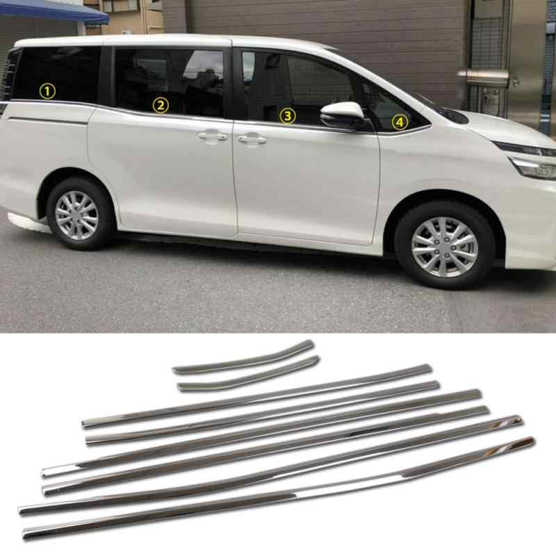RUIQ トヨタ ヴォクシー 80系 後期モデル(2017年7月～) Toyota VOXY 専用 外装 ステンレス フルセット ウィンドウフレームトリム ピラー