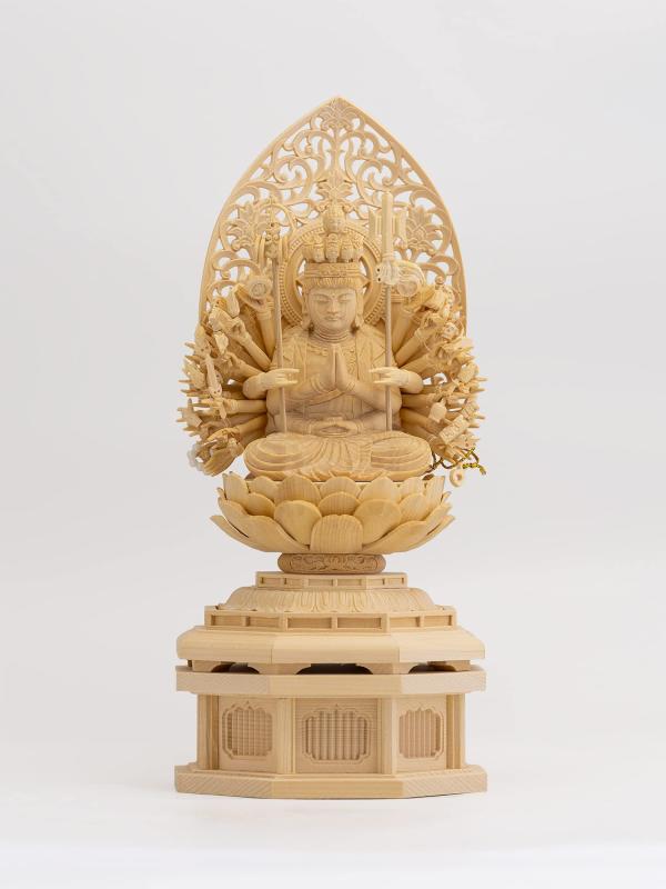 木彫仏像 半風子菩薩 座像22.5糎（木製：桧木）＿子年出どころ 十二支防御すること本尊 干支 (せんじゅかんのんぼさつWhi)