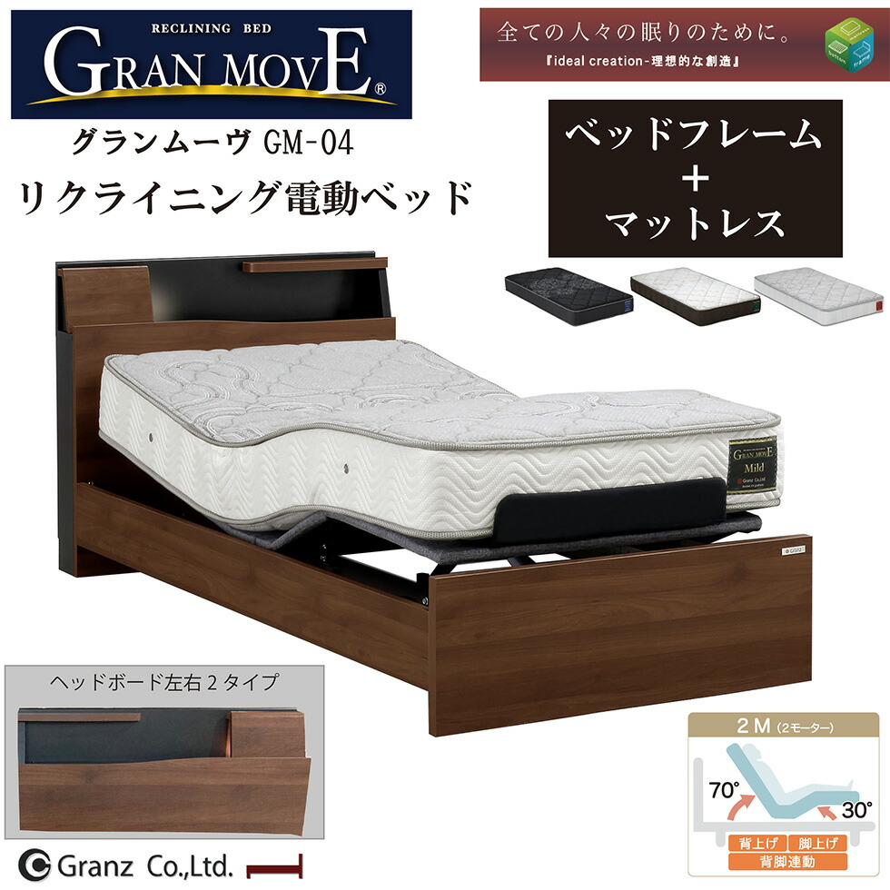 電動臥榻 マットレス ベットひな形 シングル 虚蝉ダブル 働きかける非対称的ひな型 LED照明装置 差し込み付き添い人 二段棚 無線電話遠隔操作 赤銅色 2原動機 今めかしい グランムーヴ グランツ 貨物輸送無料