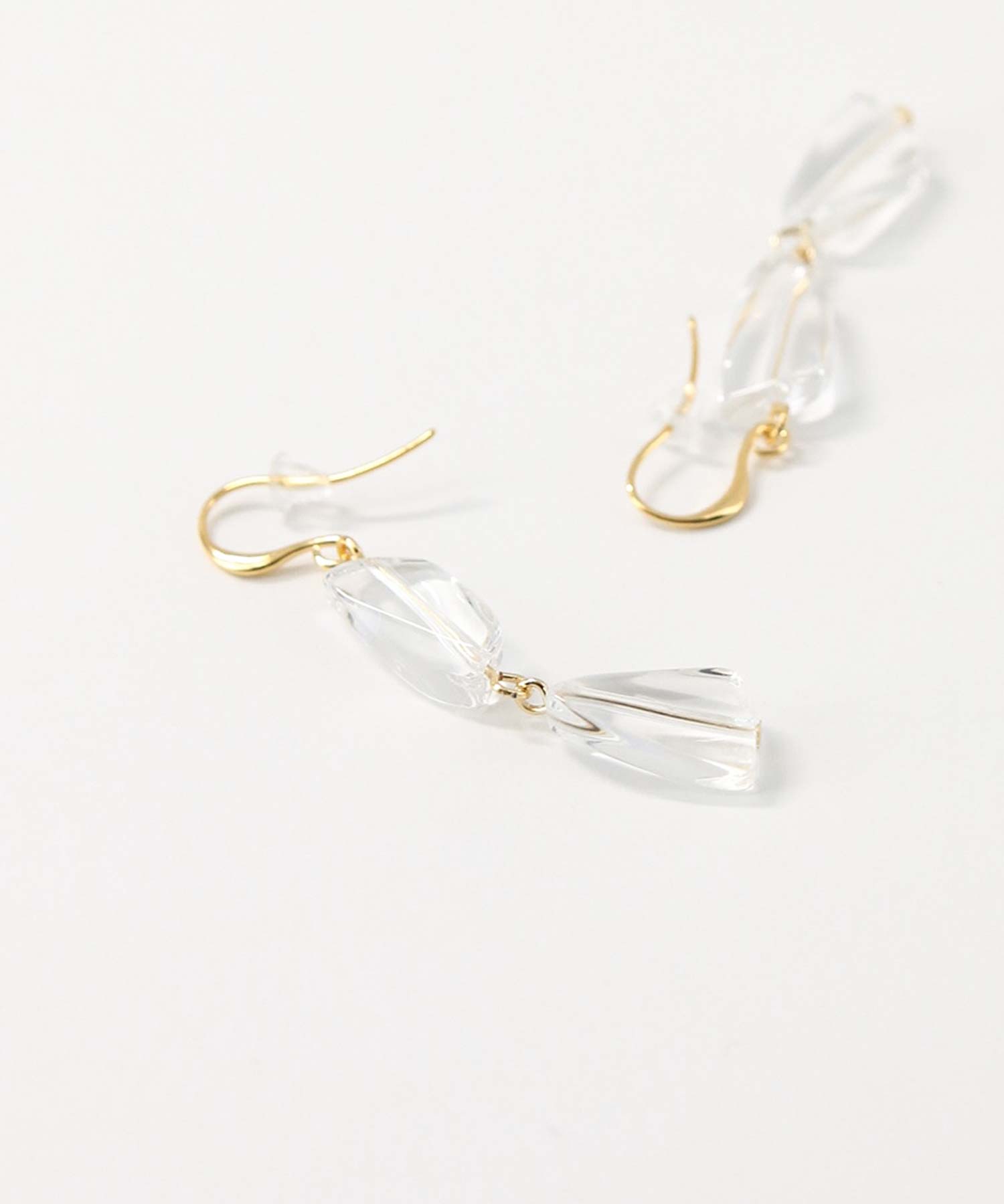 最短即日発送 ピアス シンプル クリア２連ピアス かわいい レディース 春 夏 カジュアル