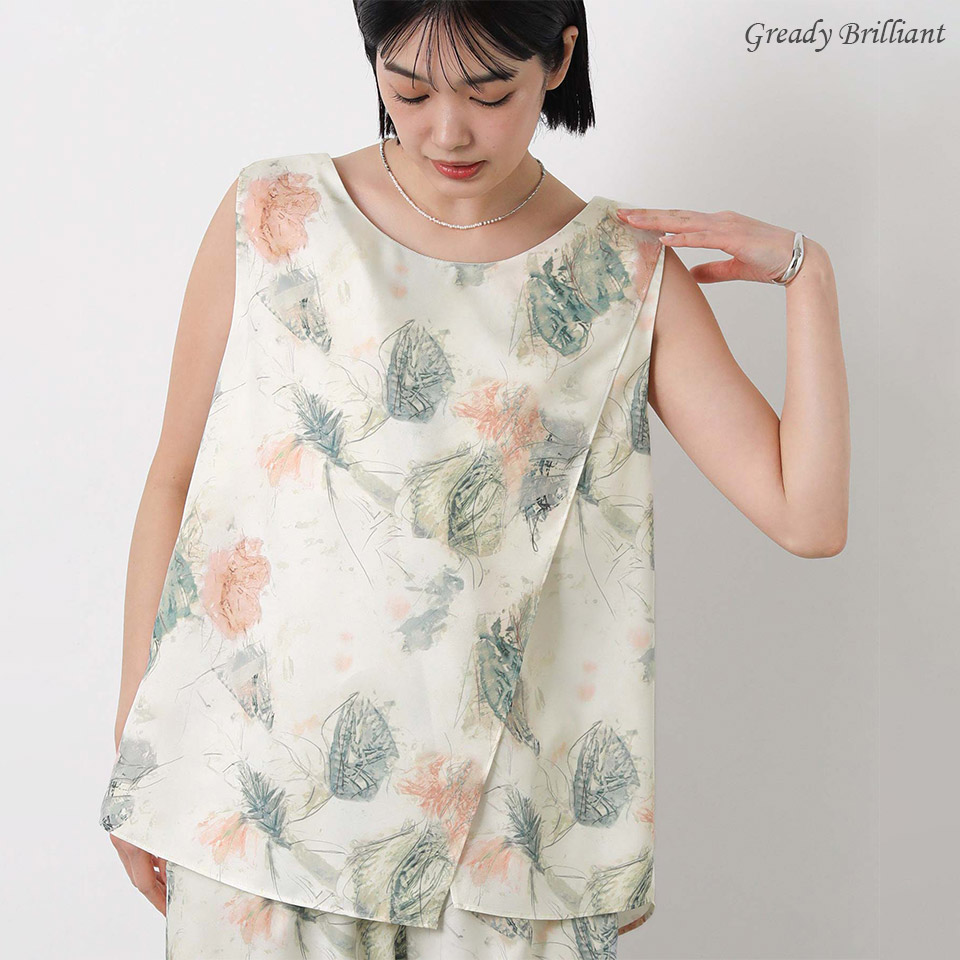 《PRE大売り出し人並み外れた必要経費》【SALE 20%OFF】グレディブリリアン 水彩画柄前後２ｗａｙトップ / Gready Brilliant
