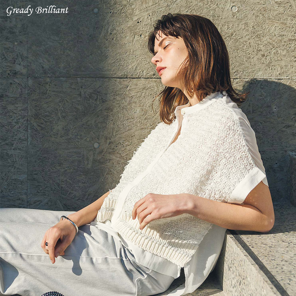 定番のお歳暮 楽天市場】Fカギ針ニット×布帛ブルゾン : Gready Brilliant ジャケット・アウター