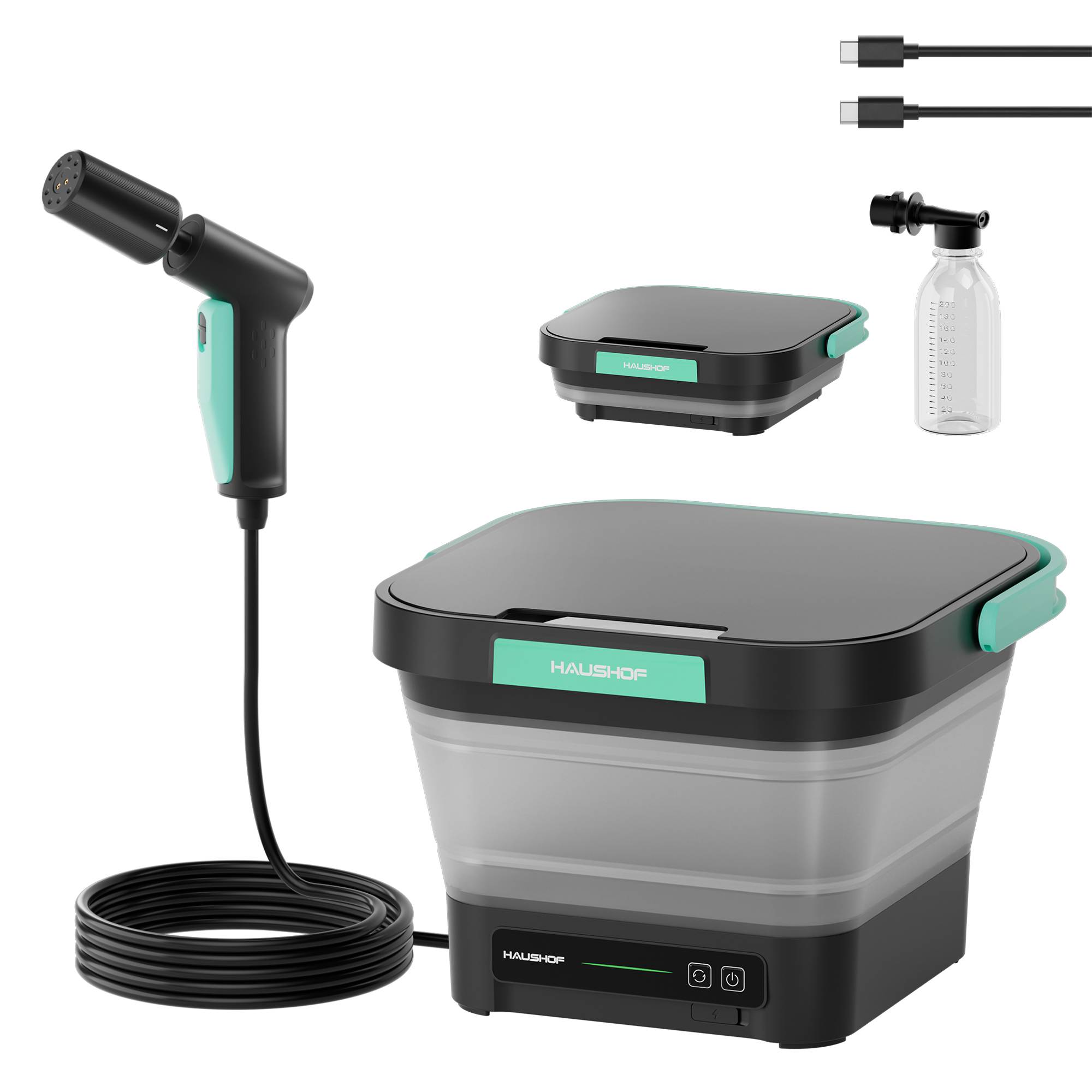 HAUSHOF 高圧洗浄機 コードレス洗浄機 USB充電式 3IN1ノズル 大容量 10L 水道接続不要 柔らかホース4M 折りたたみ可能 コンパクト 最大水圧2MPa 水道圧の約8倍 洗車 自転車 ?易シャワー 玄関 網戸 泥 掃除 年末年始｜Greatstar Official 11,506円