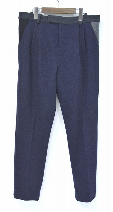 【新品】1205 （Twelve O Five、Twelve Zero Five、ドーディチ・ゼロ・チンクエ イチニーゼロゴ）Contrast Panel Pleat Front Trousersコントラストパネル プリーツフロントトラウザーズ 2トーンウールスラックス NAVY×GREY×BLACK L　12/05　パンツ